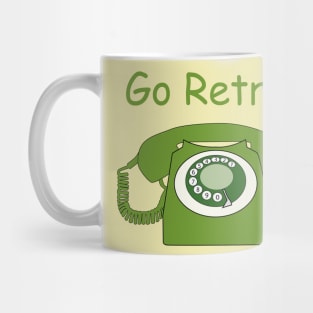 Retro Style Green Dial Phone, with the Words 'Go Retro!' Mug